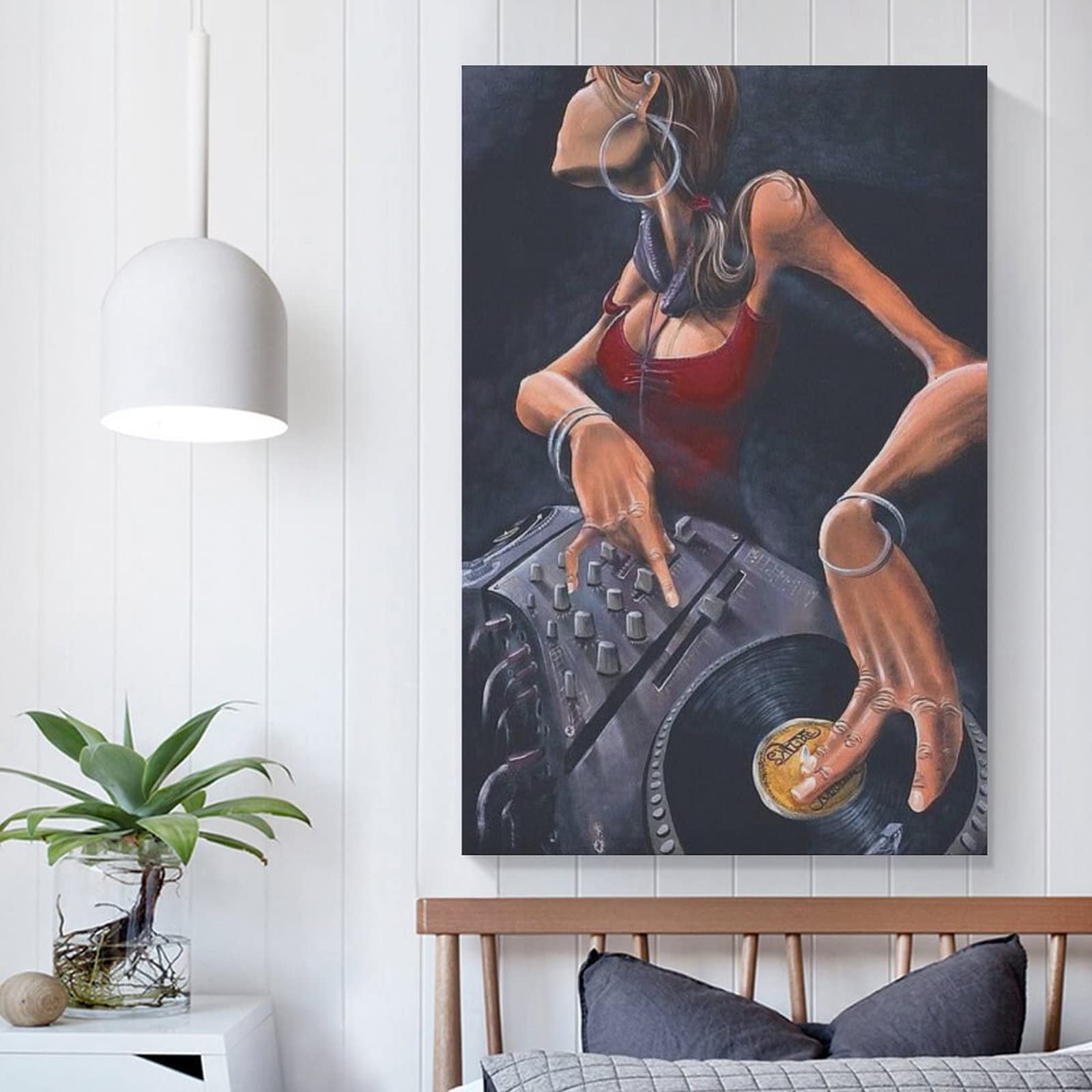 Amazon.com: BORI Female DJ Turntable Poster Canvas Wall Art Poster